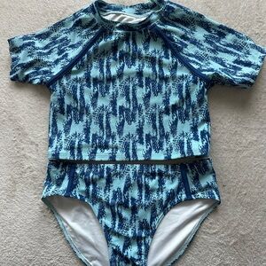 Zella Kids Blue Abstract Rashguard Set